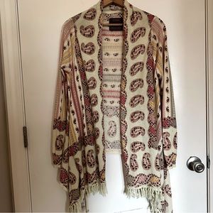Anthropologie Guinevere Cashmere Blend Paisley Cardigan Poncho Kaftan Kimono